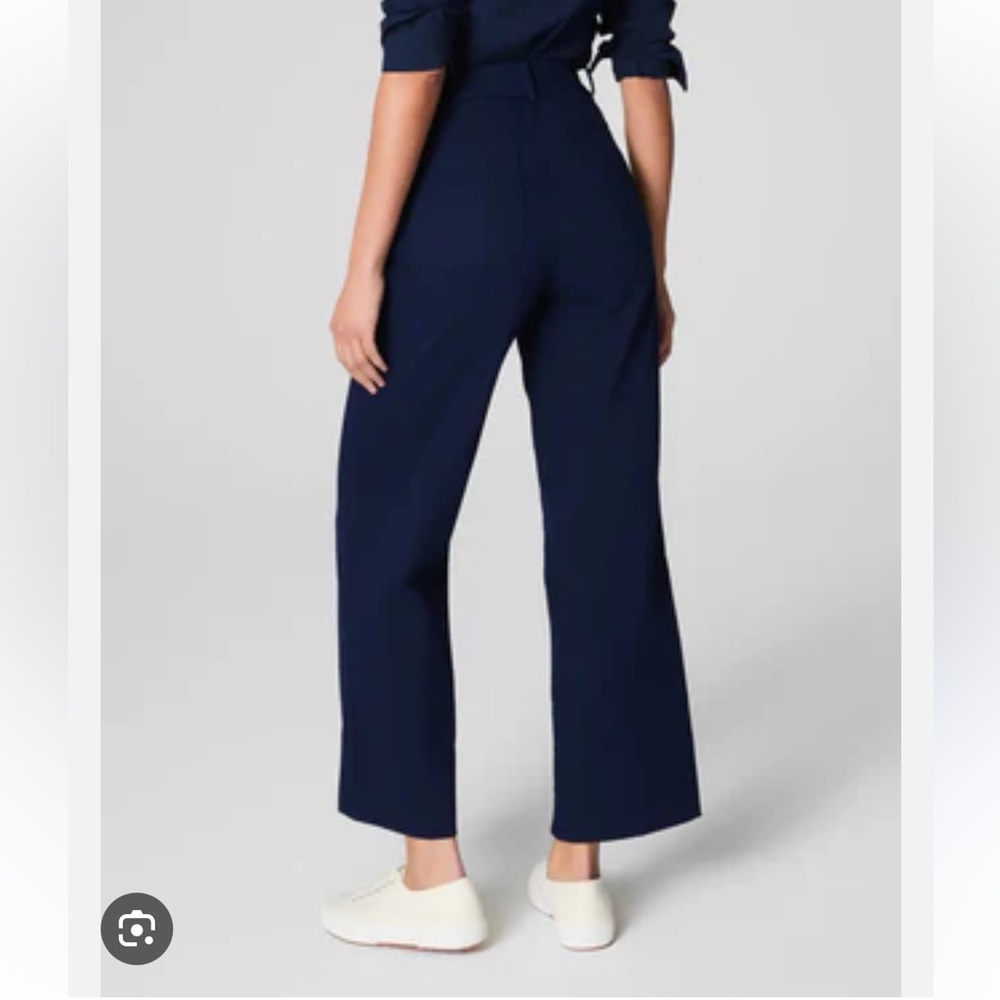 Spanx Women's Stretch Twill Cropped Wide Leg Pant in Navy - Picture 2 of 9